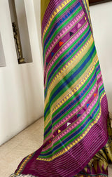 MIDHAANITA- GREEN GOPALPUR TUSSAR WITH DONGRIA MOTIFS