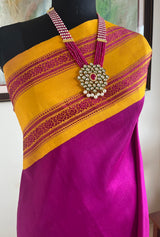 SARASI — MAGENTA KORVAI KANJIVARAM WITH YELLOW FLORAL BORDERS