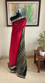 ELISA – REDDISH MAROON BOMKAI SILK WITH AN EXQUISITE WOVEN AANCHAL