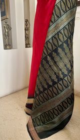 ELISA – REDDISH MAROON BOMKAI SILK WITH AN EXQUISITE WOVEN AANCHAL