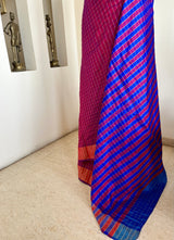 MADHUSHA - MAROON KANJIVARAM CHECKS WITH CONTRAST AANCHAL