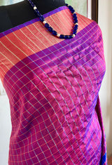 MADHUSHA - MAROON KANJIVARAM CHECKS WITH CONTRAST AANCHAL