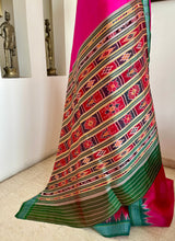 SHILAJA – MAGENTA ODISHA KHANDUA WITH BANDHA AANCHAL AND RUDRAKSHA