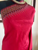 ARYAKI – BRICK RED POCHAMPALLY SILK WITH GEOMETRIC IKAT MOTIFS