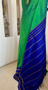 ARYANA – SHOT SEA GREEN KANJIVARAM WITH NAVY CHEVRON BORDER