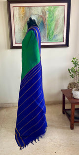 ARYANA – SHOT SEA GREEN KANJIVARAM WITH NAVY CHEVRON BORDER