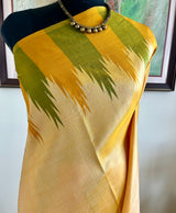 ARYASHREE – GOLDEN KANJIVARAM FRAMED BY COLOURFUL TEMPLE MOTIFS