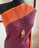 PREYA – CHOCOLATE KANJIVARAM WITH CHECKS AND TEMPLE MOTIFS