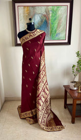 DEERIKA - CHOCOLATE BROWN BALUCHARI WITH GOLDEN THREAD NARRATIVES