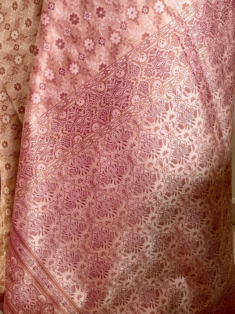 ZEENAT- REVERSIBLE TANCHOI BANARASI IN BEIGE AND MAGENTA PINK