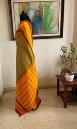 VALLARI – BLACK, MUSTARD AND YELLOW CHECKS IN KANJIVARAM SILK