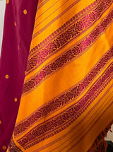 HASINI- MAGENTA KORVAI KANJIVARAM WITH ORANGE BORDER AND PETNI AANCHAL