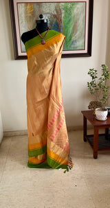 ULUPI – PAISLEYS AND CONTRASTS ON PEACH UPPADA SILK