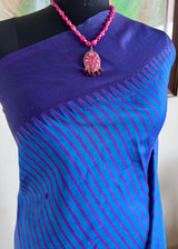 PREMAVATHI- BLUE KANJIVARAM SILK SAREE WITH PINK STRIPES