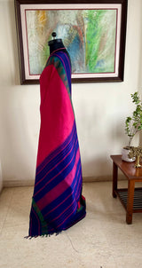 ANURITHA – FUSCHIA PINK KANJIVARAM WITH CONTRAST TEMPLE MOTIFS
