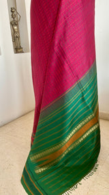 DHAVIKA - RED MAROON KANJIVARAM SILK SAREE WITH CHECKED WEAVE