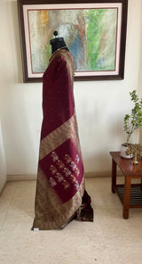 MANVITA - MAROON LIGHTWEIGHT KANJIVARAM WITH GREY BORDER