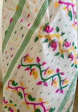 SRIJANI- OFF-WHITE TUSSAR AND COTTON JAMDANI WITH FLORAL MOTIFS