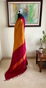 KANIKAI - GOLDEN YELLOW KATTAM KANJIVARAM SILK SAREE