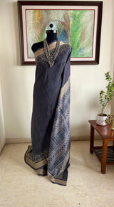 TANDRIMA - SIGNATURE BLACK ODISHA BANDHA SAREE WITH IKAT ART