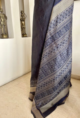 TANDRIMA - SIGNATURE BLACK ODISHA BANDHA SAREE WITH IKAT ART