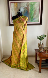 TEJAKSHI – POCHAMPALLY SILK WITH GREEN FLORAL DETAILING