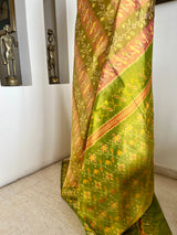 TEJAKSHI – POCHAMPALLY SILK WITH GREEN FLORAL DETAILING