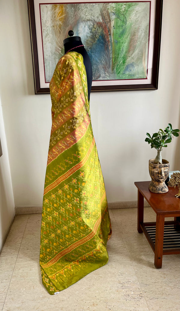 TEJAKSHI – POCHAMPALLY SILK WITH GREEN FLORAL DETAILING