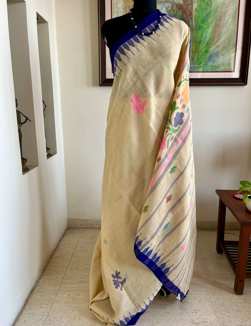 TAMPI- HANDLOOM MANIPUR COTTON MOIRANGPHEE SAREE WITH COLORFUL MOTIFS