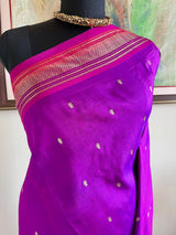 PUSHPINI – MAGENTA PAITHANI WITH MOR KUNDA AANCHAL DETAIL