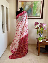 JAGRUTI- KHANDUA SILK SAREE WITH CHEVRON BODY & STUNNING MOTIFS IN AANCHAL