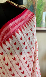 JAGRUTI- KHANDUA SILK SAREE WITH CHEVRON BODY & STUNNING MOTIFS IN AANCHAL