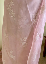 AMANI – PINK COTTON CHIKANKARI SAREE WITH TEPCHI AND JAAL WORK