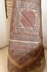 KANIKA- NEVER WORN INTRICATE KANTHA TUSSAR SAREE IN BEIGE