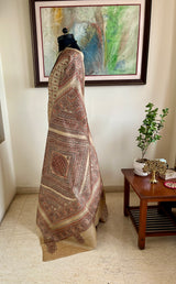 KANIKA- NEVER WORN INTRICATE KANTHA TUSSAR SAREE IN BEIGE