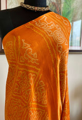 MORVI- VIBRANT ORANGE BANDHANI LAGDI PATTA SAREE WITH ZARI AANCHAL