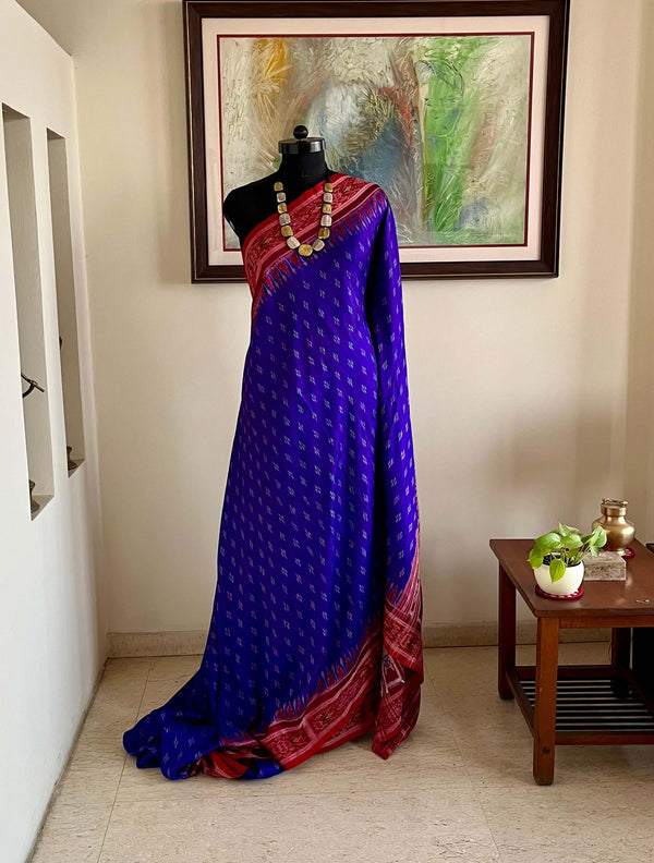 DEBASHREE - PURPLE KHANDUA SILK SAREE WITH FLORAL AANCHAL