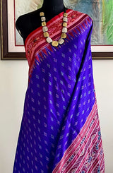 DEBASHREE - PURPLE KHANDUA SILK SAREE WITH FLORAL AANCHAL