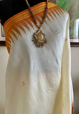 BINAPANI- NEVER-WORN KHANDUA SAREE WITH FLORAL BANDHA MOTIFS IN BORDER & AANCHAL