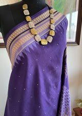 JASMITA – PURPLE SAMBALPURI BOMKAI WITH RUDRAKSHA BORDERS AND MOTIFS