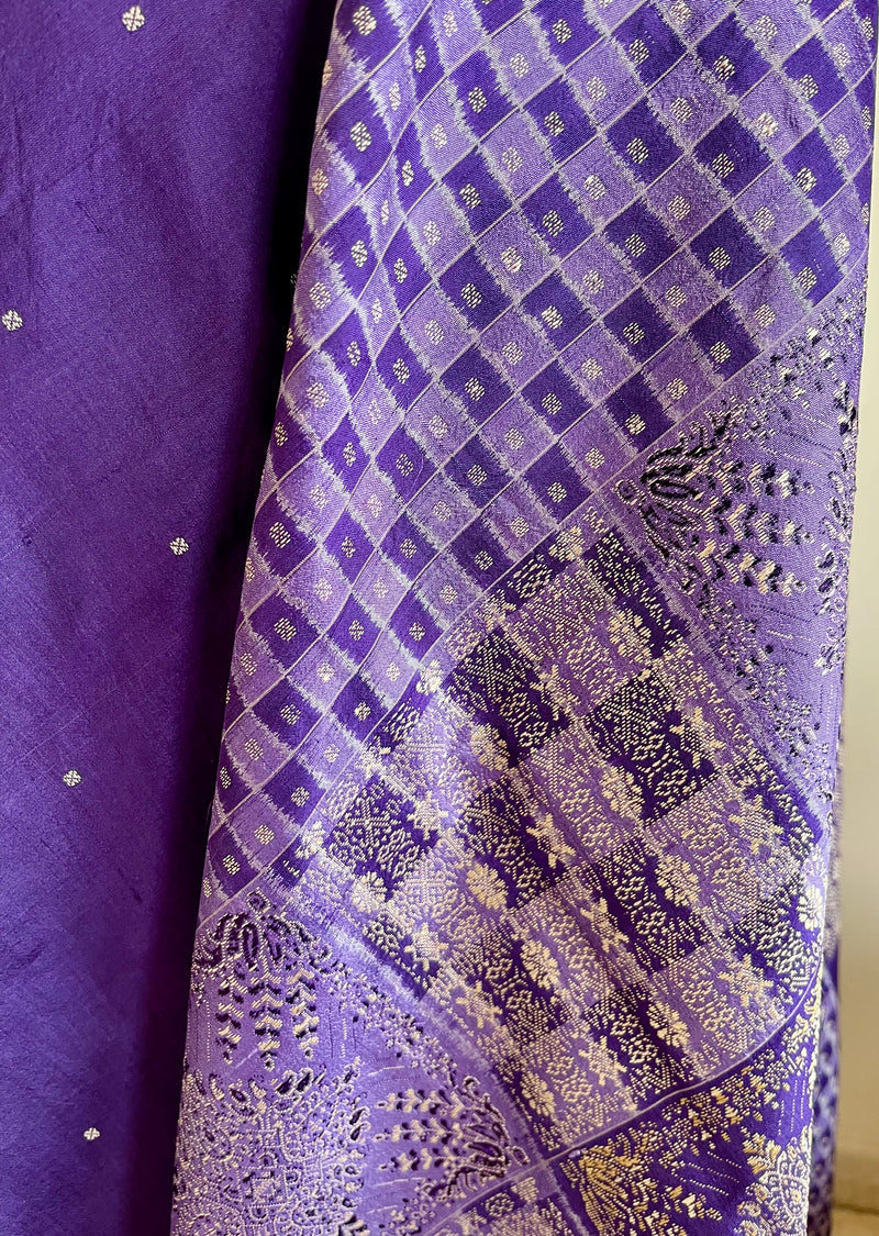 JASMITA – PURPLE SAMBALPURI BOMKAI WITH RUDRAKSHA BORDERS AND MOTIFS