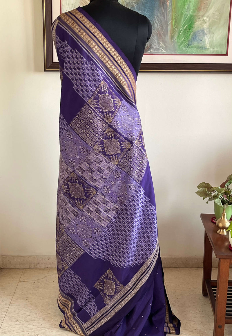 JASMITA – PURPLE SAMBALPURI BOMKAI WITH RUDRAKSHA BORDERS AND MOTIFS