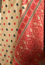 MALAYA - VIBRANT BEIGE ASSAM SILK WITH KING KHAP-INSPIRED FLORALS