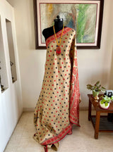 MALAYA - VIBRANT BEIGE ASSAM SILK WITH KING KHAP-INSPIRED FLORALS