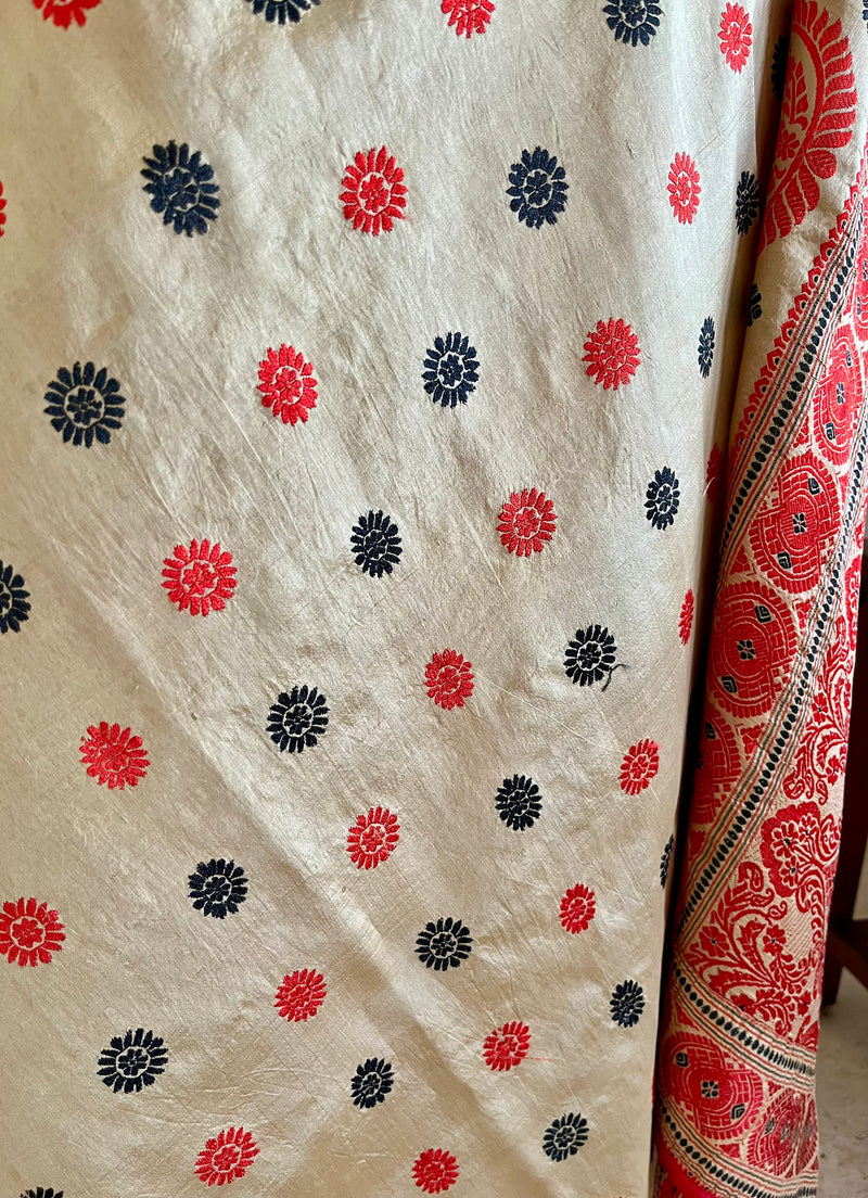 MALAYA - VIBRANT BEIGE ASSAM SILK WITH KING KHAP-INSPIRED FLORALS