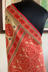 MALAYA - VIBRANT BEIGE ASSAM SILK WITH KING KHAP-INSPIRED FLORALS