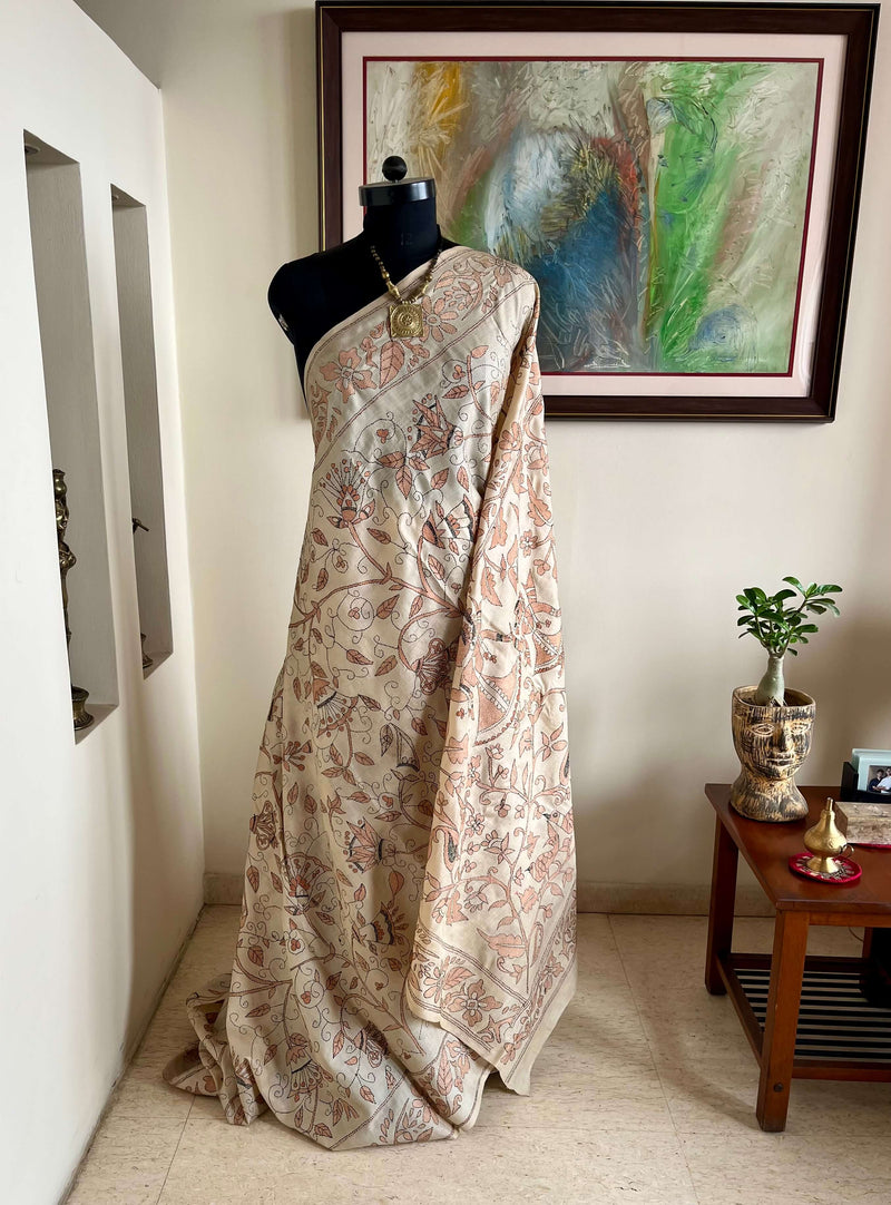 TULI - UNDERSTATED TUSSAR KANTHA SAREE WITH MADHUBANI-STYLE AANCHAL