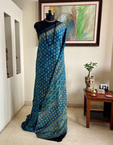 ELINA - NEVER WORN BLUE AJRAKH MODAL SILK SAREE