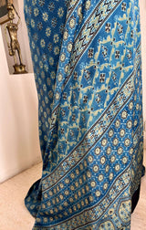 ELINA - NEVER WORN BLUE AJRAKH MODAL SILK SAREE