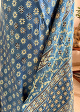 ELINA - NEVER WORN BLUE AJRAKH MODAL SILK SAREE